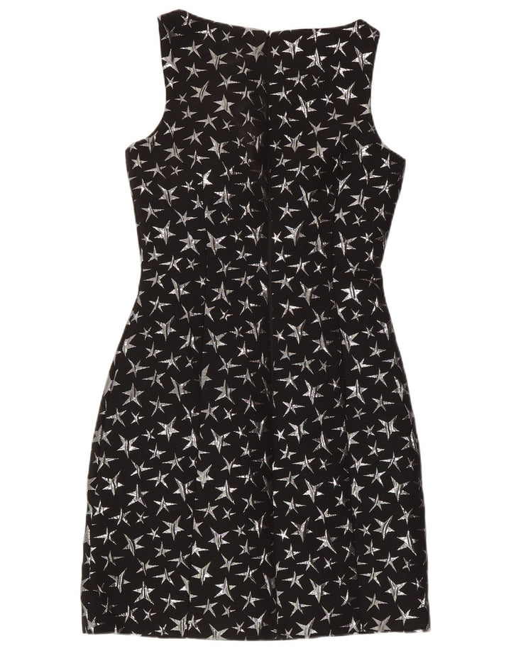WAREHOUSE Womens Abstract Pattern Sheath Dress UK 8 Small  Black