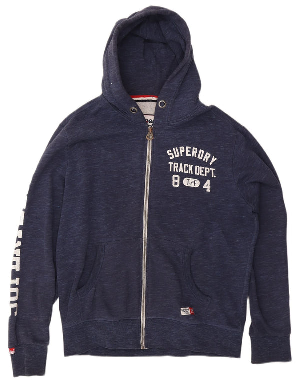 Superdry Mens Graphic Zip Hoodie Sweater 2XL Navy Blue Cotton