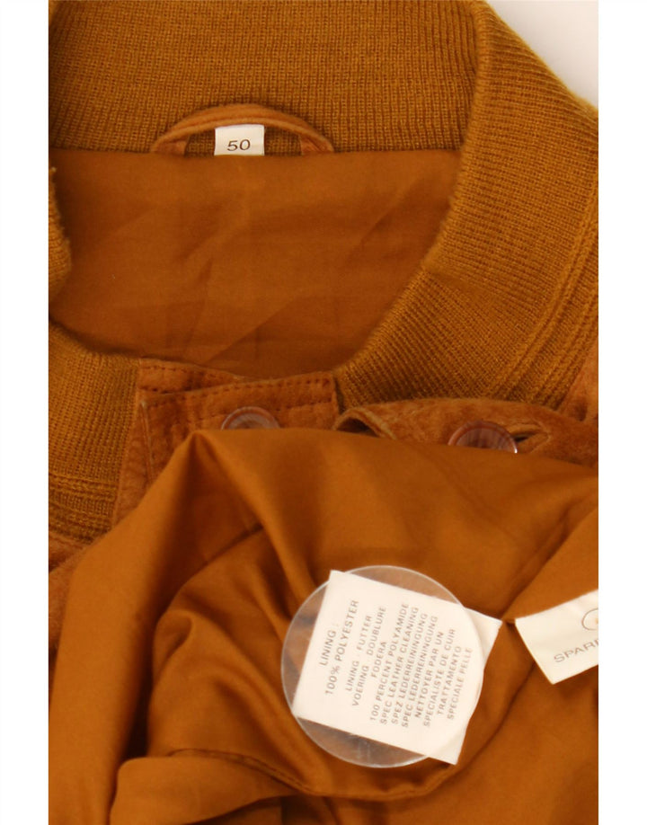 Vintage Mens Suede Bomber Jacket EU 50 Large Brown Leather