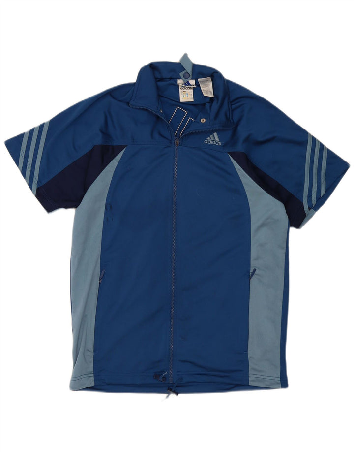 Adidas Boys Graphic Tracksuit Top Jacket 15-16 Years Blue Colourblock