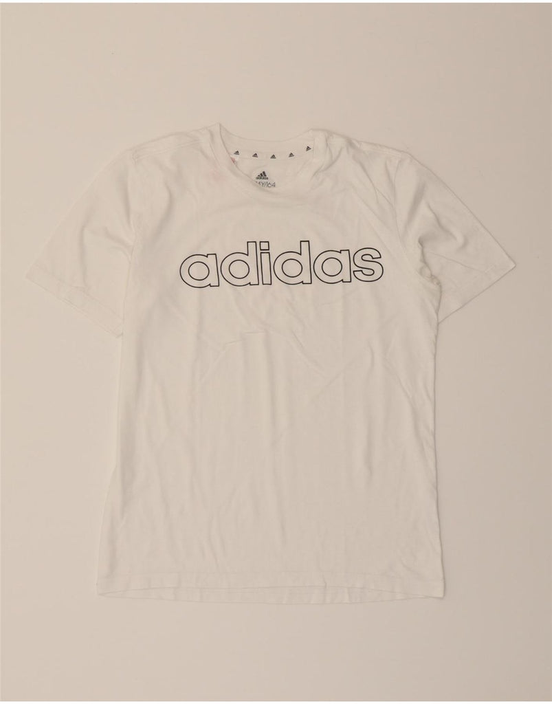 ADIDAS Boys Graphic T-Shirt Top 13-14 Years White Vintage Adidas and Second-Hand Adidas from Messina Hembry 