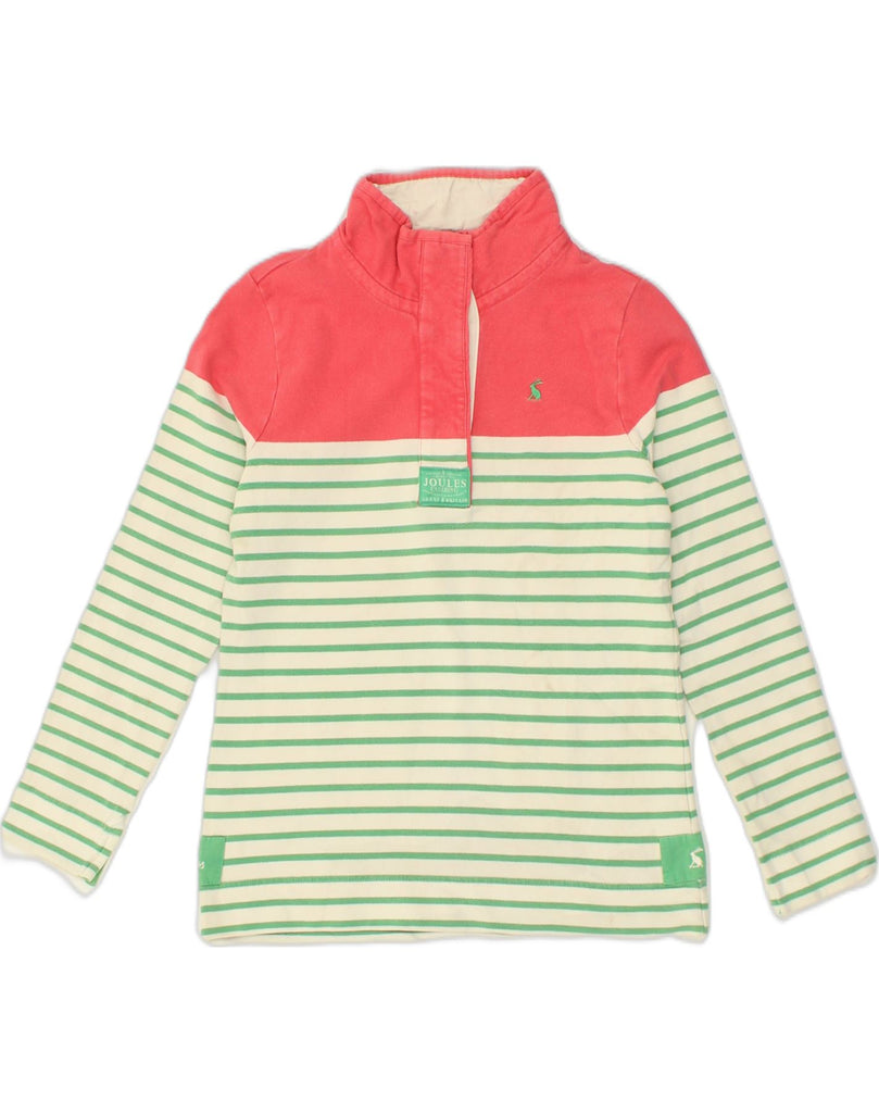 JOULES Womens Button Neck Sweatshirt Jumper UK 10 Small  Green Striped | Vintage Joules | Thrift | Second-Hand Joules | Used Clothing | Messina Hembry 