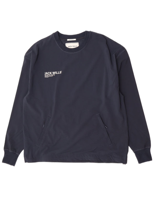 Jack Wills Mens Oversized Sweatshirt Jumper Medium Navy Blue Polyester