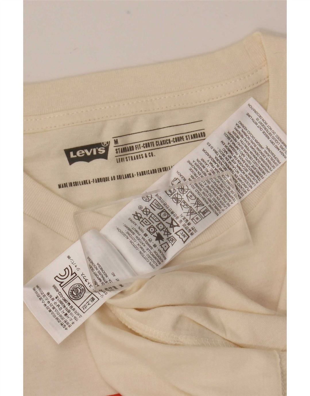Levi's Mens Standard Fit Graphic Top Long Sleeve Medium Off White Geometric