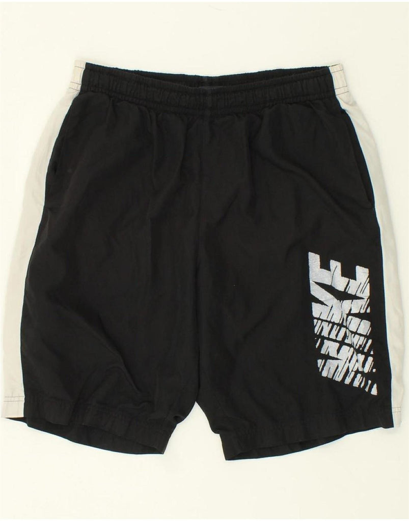 NIKE Mens Graphic Sport Shorts Medium Black Colourblock Polyester Vintage Nike and Second-Hand Nike from Messina Hembry 