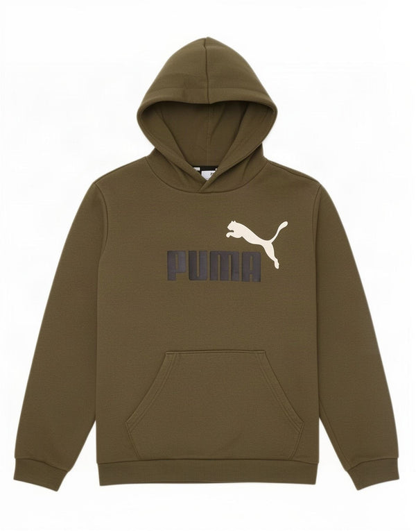 Puma Boys Graphic Hoodie Jumper 13-14 Years Khaki Cotton