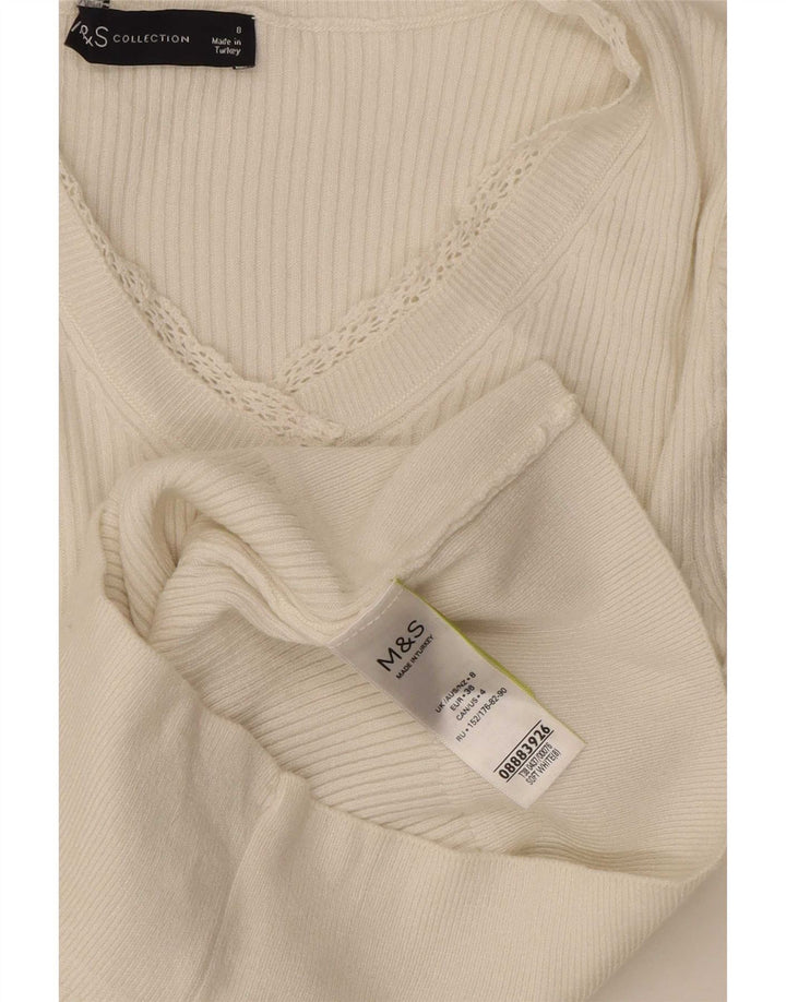 Marks & Spencer Womens T-Shirt Top UK 8 Small Off White Acrylic
