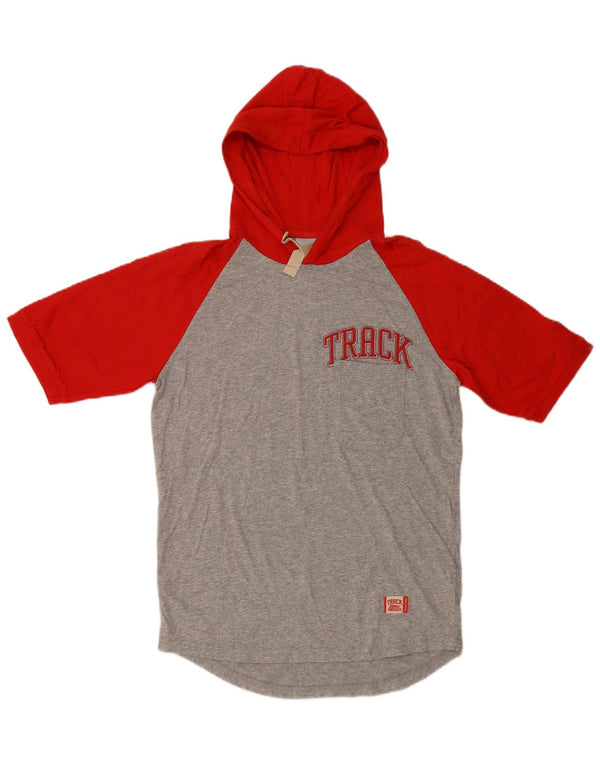 Nike Mens Hooded Graphic T-Shirt Top Medium Grey Colourblock Cotton