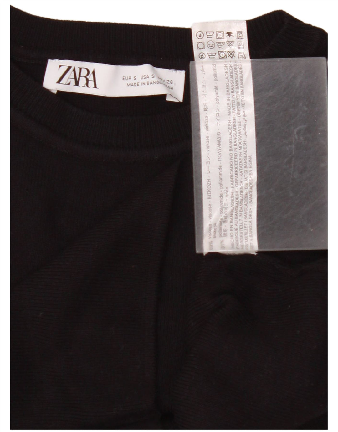 ZARA Womens Crop Vest Tank Top UK 8 Small Black Viscose