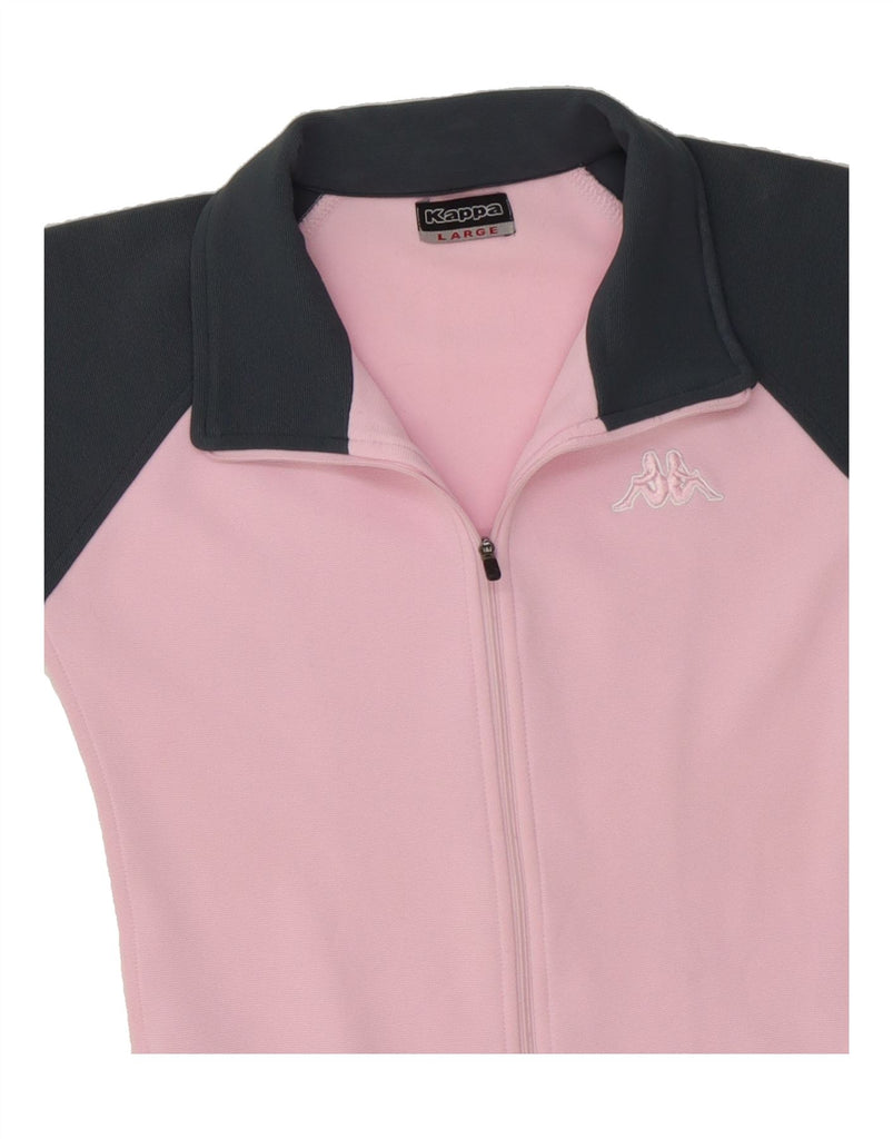KAPPA Womens Tracksuit Top Jacket UK 16 Large Pink Colourblock Polyester Vintage Kappa and Second-Hand Kappa from Messina Hembry 