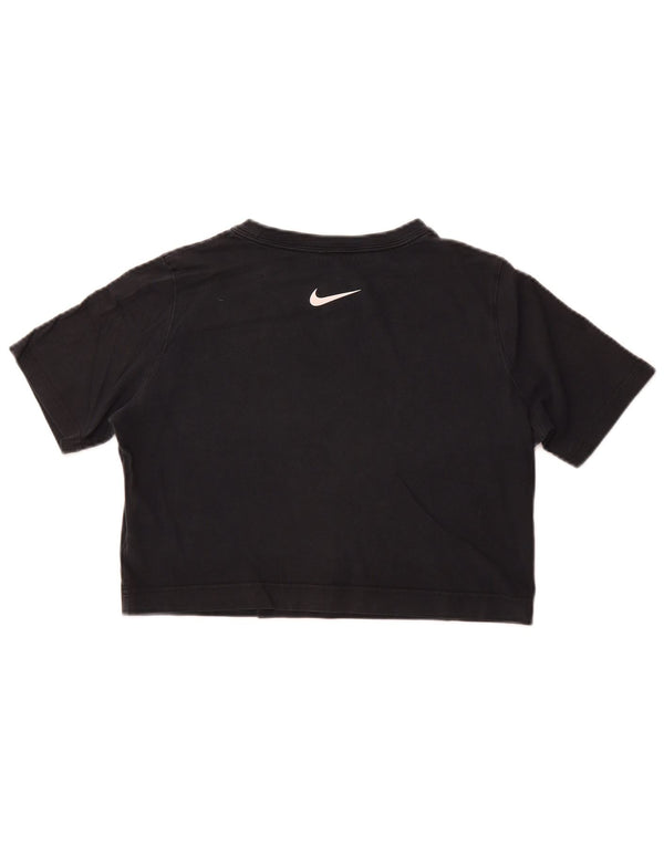 Nike Womens Crop Graphic T-Shirt Top UK 14 Medium Black Cotton