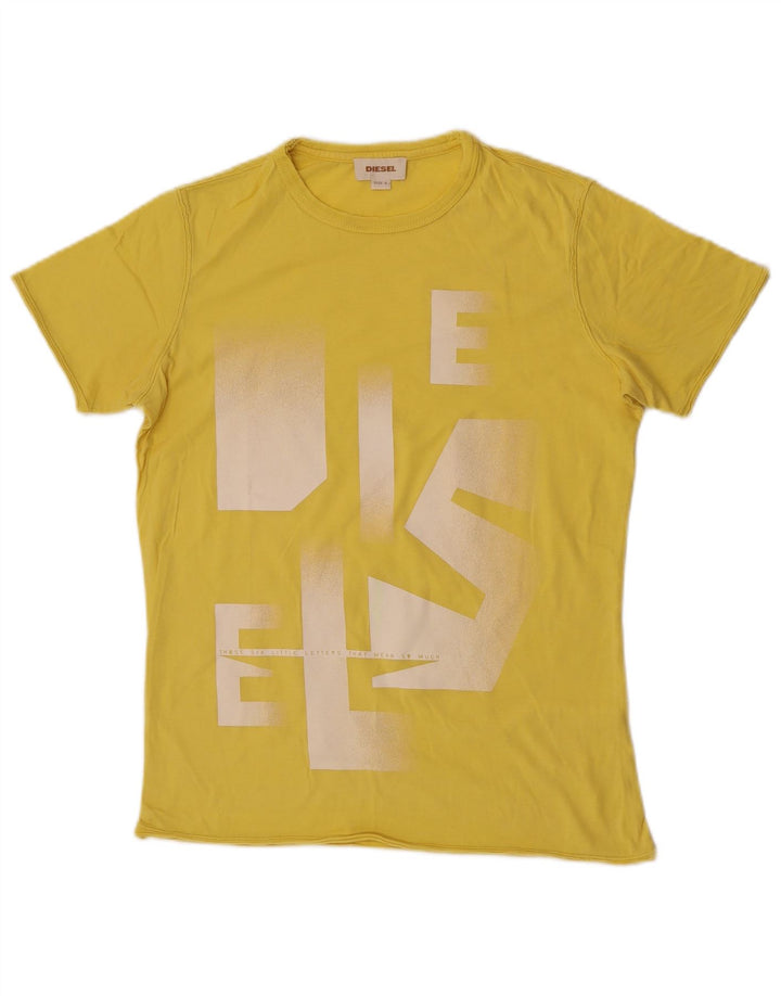 Diesel Mens Graphic T-Shirt Top Small Yellow