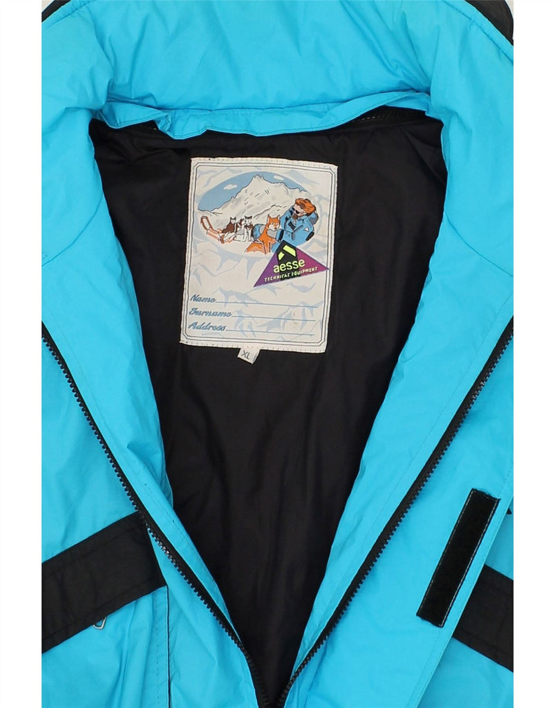 AESSE Mens Hooded Ski Jacket XL Blue Colourblock Polyamide | Vintage Aesse | Thrift | Second-Hand Aesse | Used Clothing | Messina Hembry 