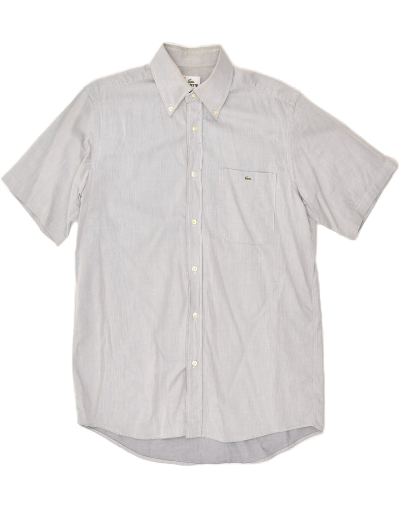 LACOSTE Mens Short Sleeve Shirt Size 40 Medium Grey Pinstripe Cotton | Vintage Lacoste | Thrift | Second-Hand Lacoste | Used Clothing | Messina Hembry 