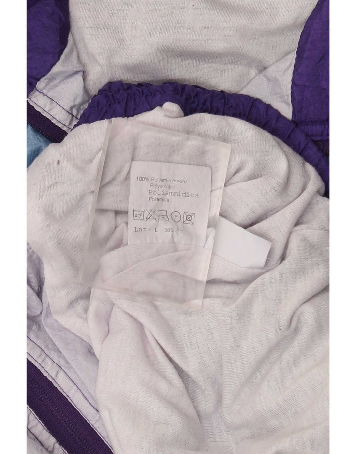 Vintage Mens Tracksuit Top Jacket Large Purple Colourblock Polyamide