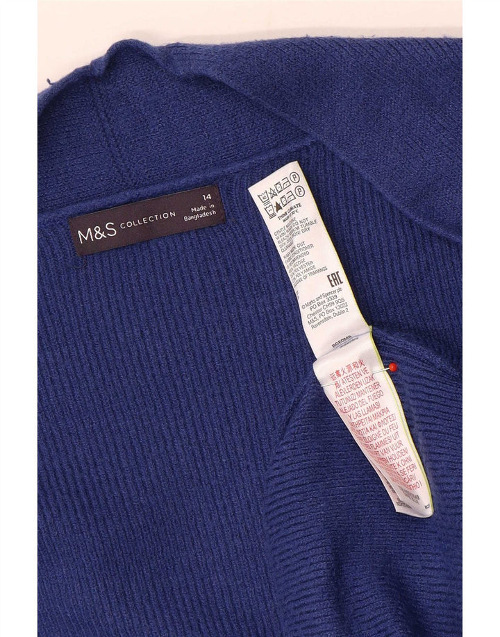 Marks & Spencer Womens Longline Open Cardigan Sweater UK 14 Large Blue