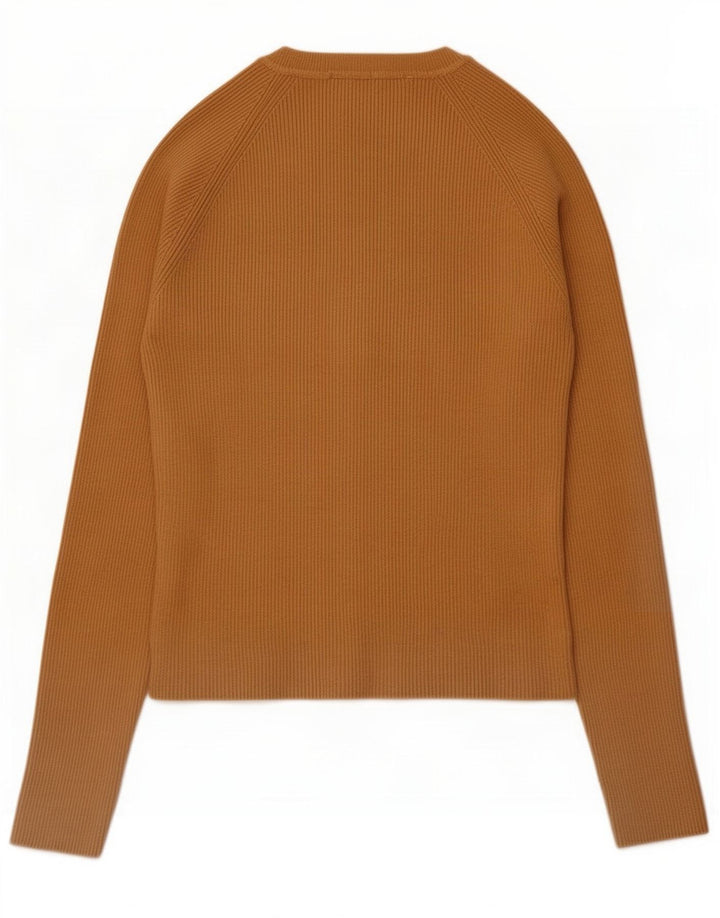 Zara Womens Crop Top Long Sleeve UK 12 Medium Brown