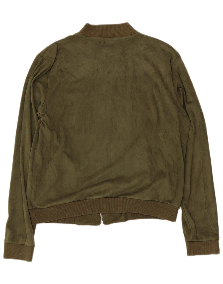 Hard Rock Cafe Womens Dubai Crop Bomber Jacket UK 14 Medium Green Polyester