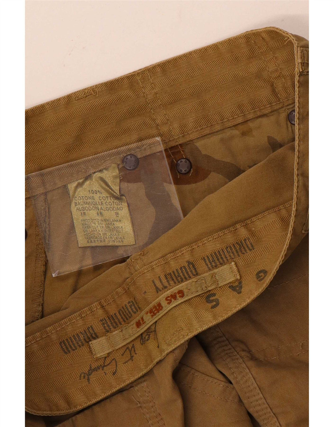 Gas Mens Casual Shorts W30 Medium Beige Cotton
