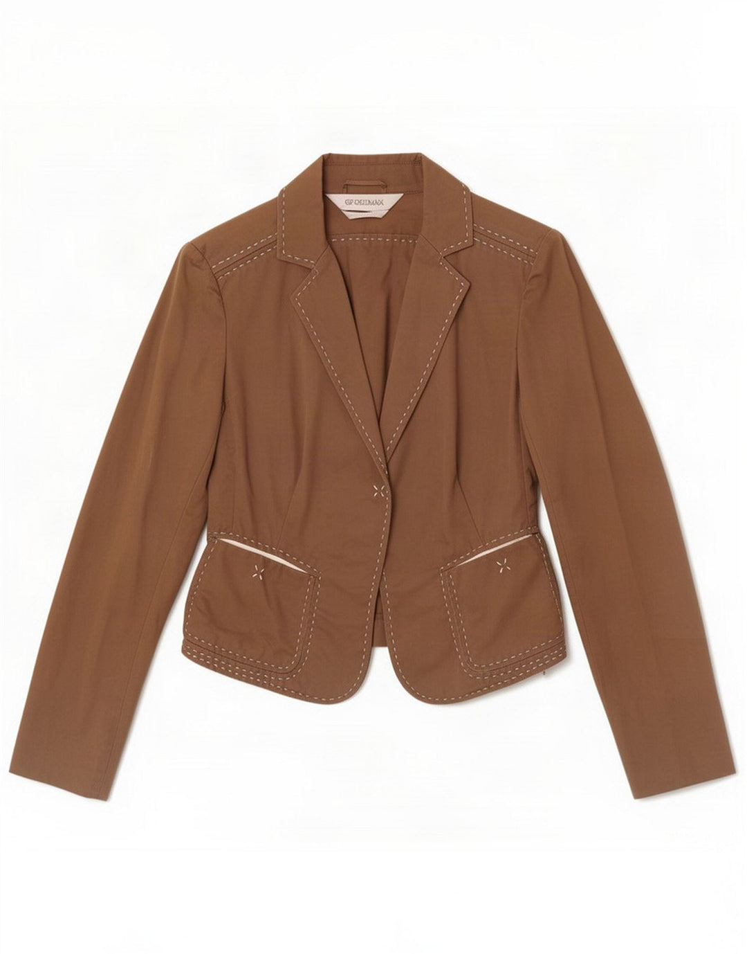 Sportmax Womens Blazer Jacket UK 12 Medium Brown Cotton