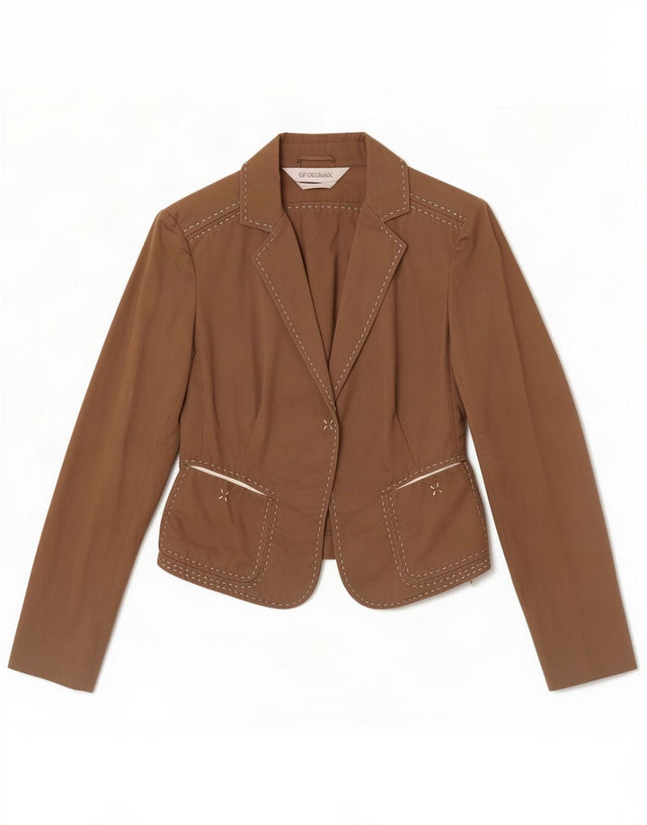 Sportmax Womens Blazer Jacket UK 12 Medium Brown Cotton