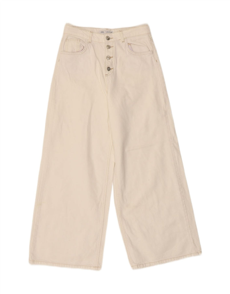 ZARA Girls Wide Leg Jeans 13-14 Years W26 L27 White Vintage Zara and Second-Hand Zara from Messina Hembry 