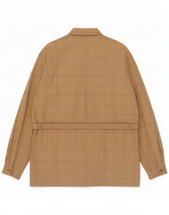Breco's Mens Utility Jacket UK 40 Large Beige Plaid Cotton