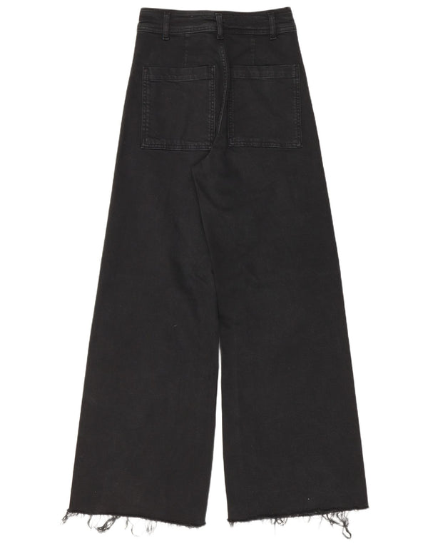 Zara Womens High Waist Wide Leg Jeans EU 34 2XS W24 L30 Black Cotton