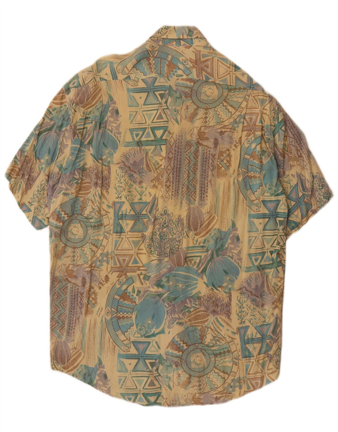 Vintage Mens Short Sleeve Shirt Large Multicoloured Geometric
