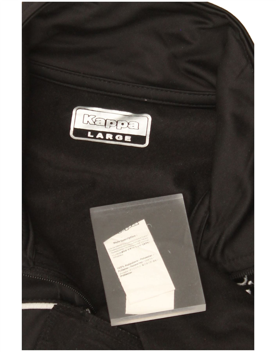 KAPPA Mens Graphic Tracksuit Top Jacket Large Black Polyester