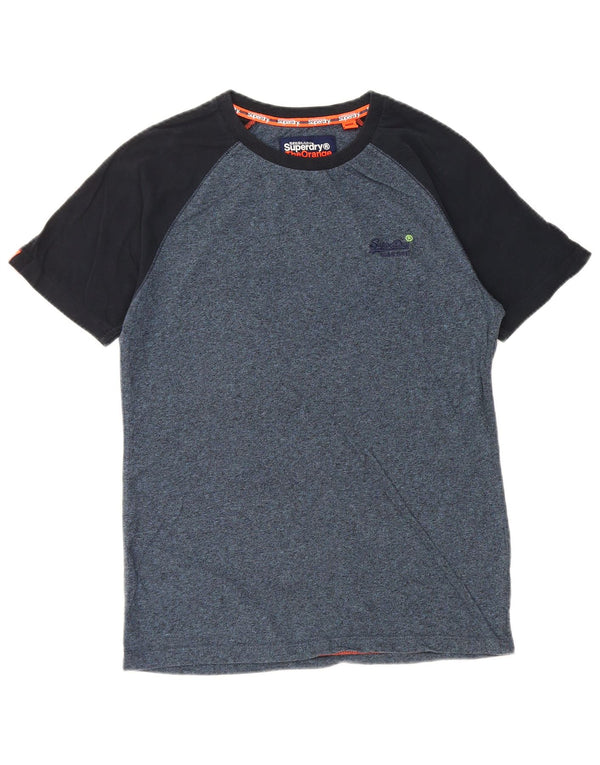 Superdry Mens T-Shirt Top Small Navy Blue Colourblock Cotton