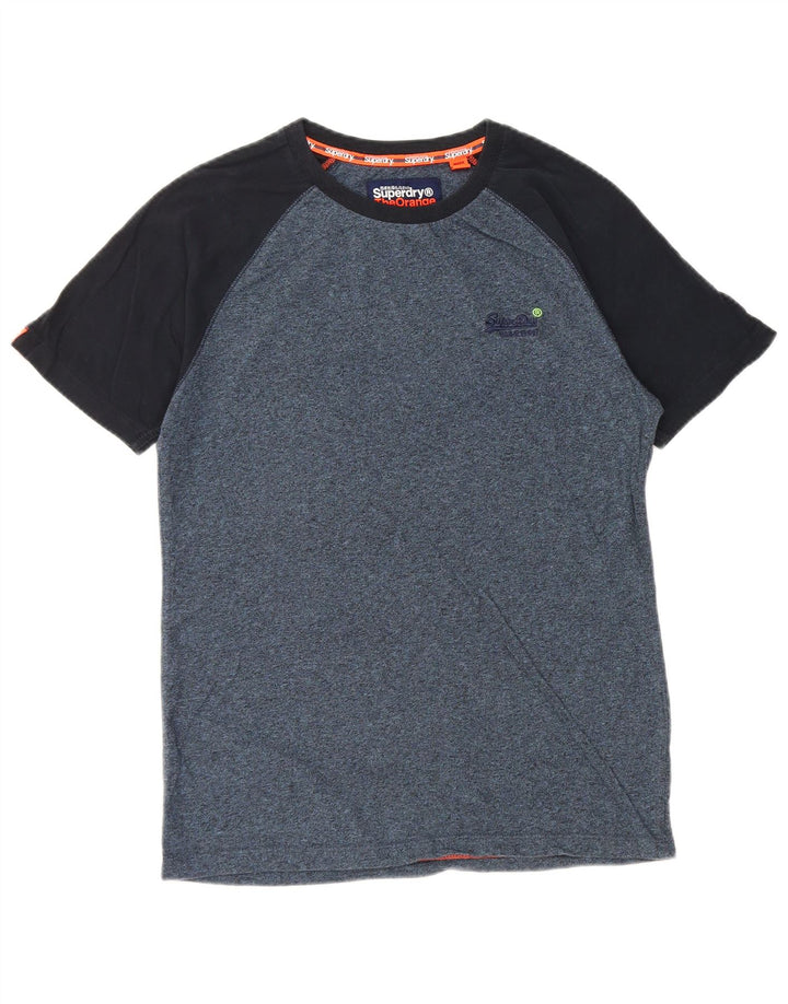 Superdry Mens T-Shirt Top Small Navy Blue Colourblock Cotton