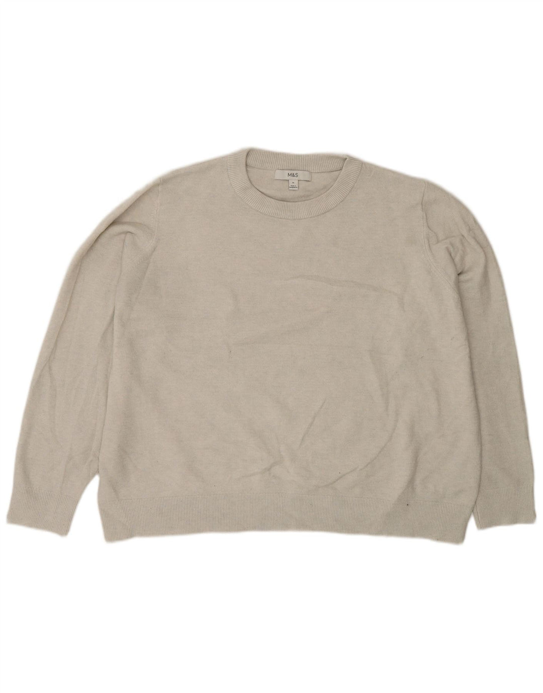 Marks & Spencer Mens Crew Neck Jumper Sweater XL Grey Polyester