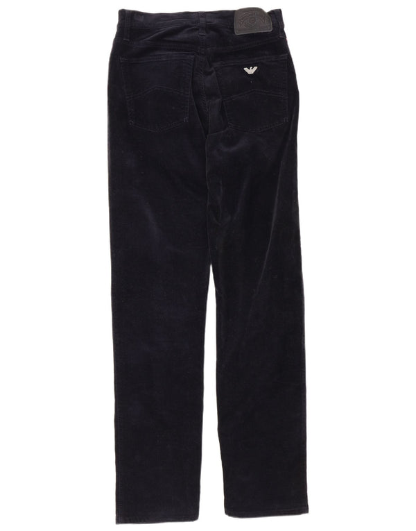 Armani Womens Straight Casual Trousers W31 L32 Navy Blue Cotton