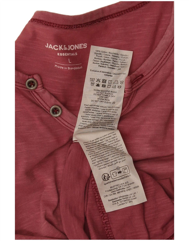 Jack & Jones Mens T-Shirt Top Large Pink Flecked Cotton
