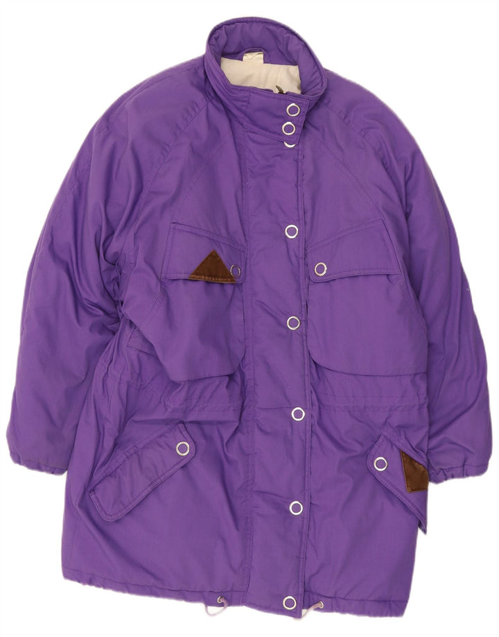 Vintage Womens Padded Coat UK 18 XL Purple Polyester