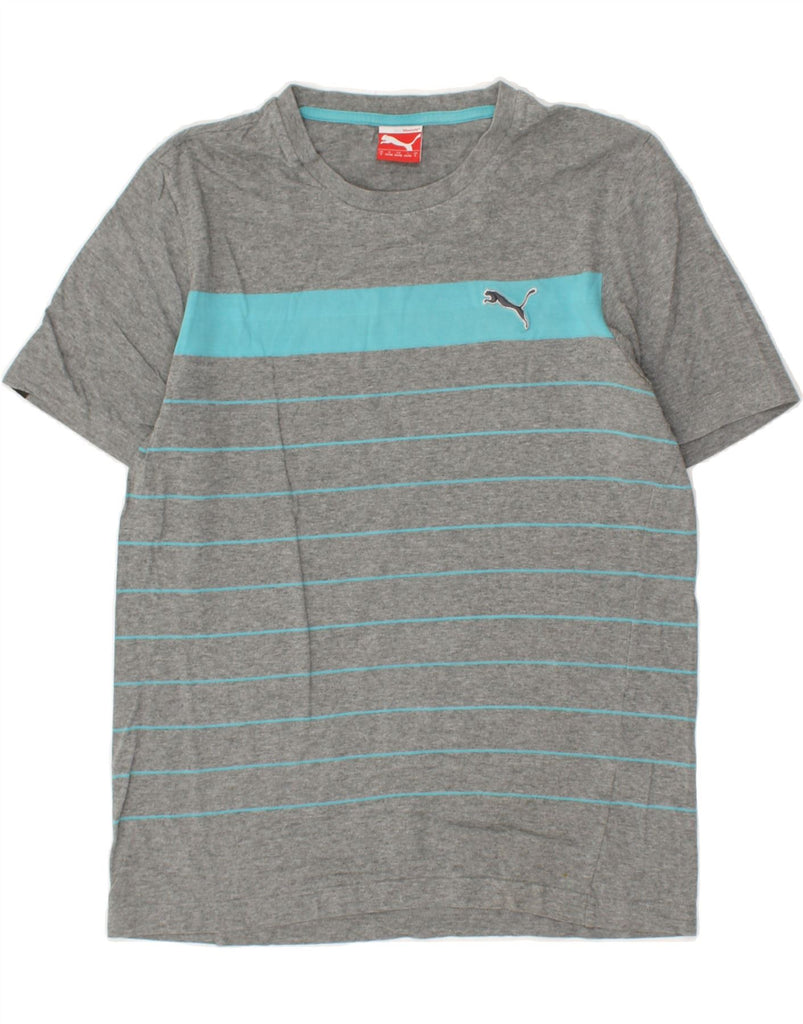 PUMA Mens T-Shirt Top Small Grey Striped | Vintage Puma | Thrift | Second-Hand Puma | Used Clothing | Messina Hembry 