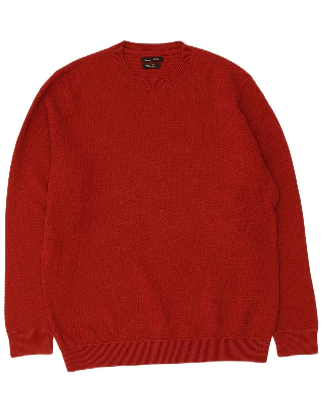 Massimo Dutti Mens Crew Neck Jumper Sweater Medium Burgundy Cotton