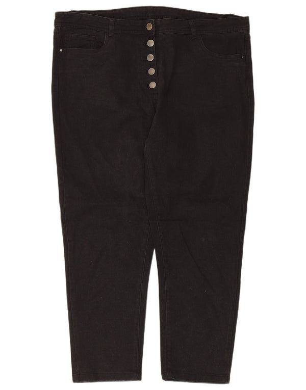 M&Co Womens Petite High Waist Capri Jeans UK 16 Large W36 L24 Black Cotton
