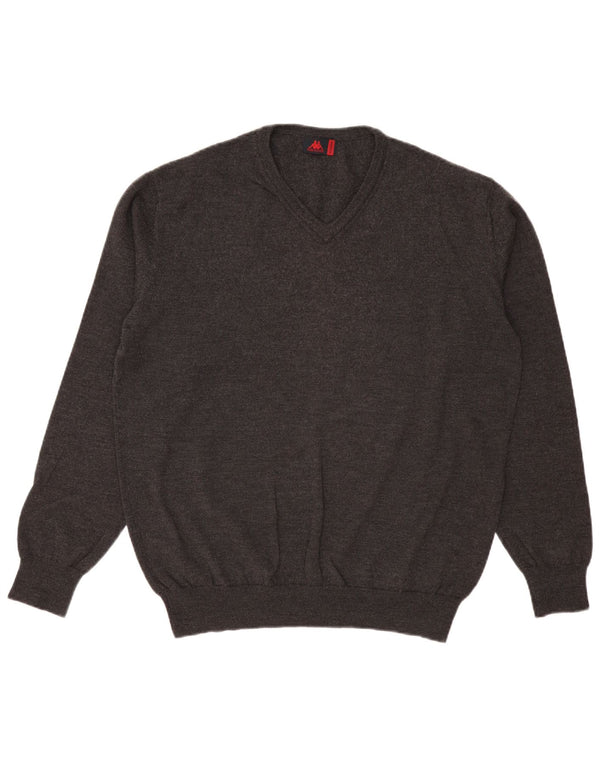 KAPPA Mens V-Neck Jumper Sweater 2XL Grey