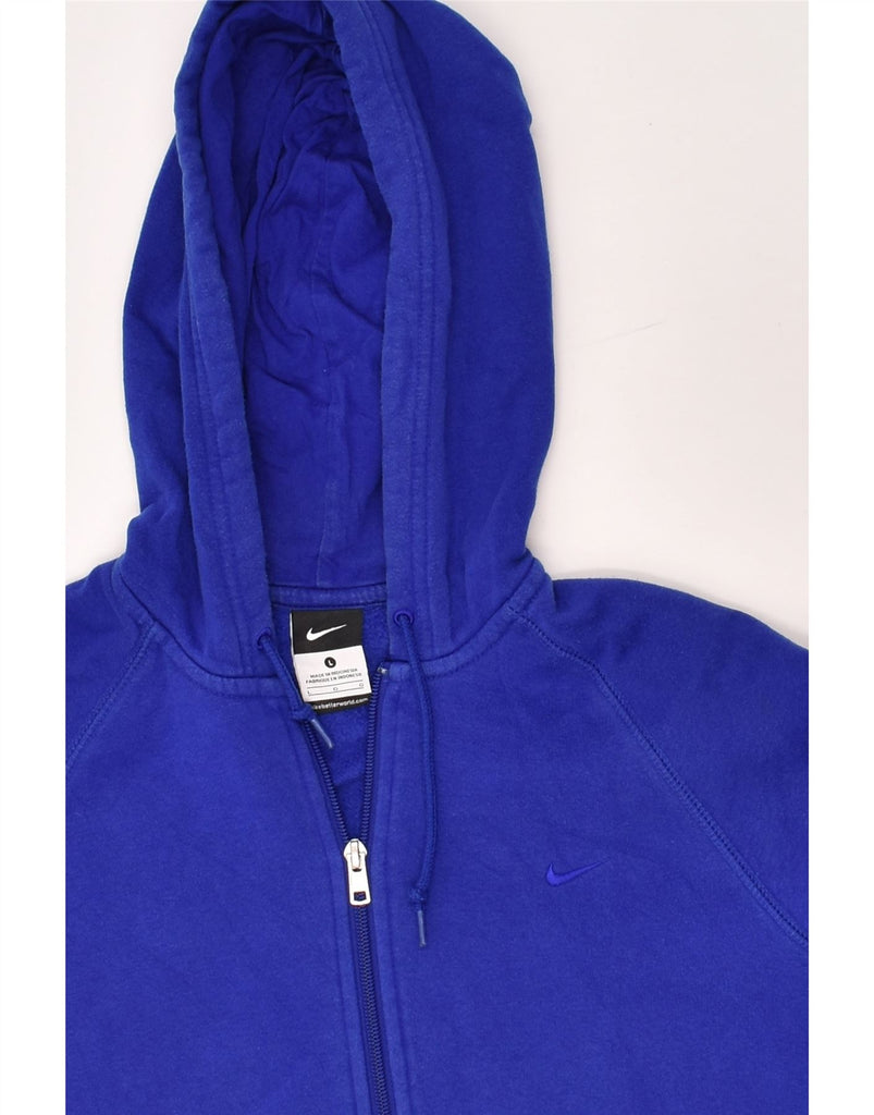 NIKE Womens Zip Hoodie Sweater UK 16 Large Blue Cotton | Vintage Nike | Thrift | Second-Hand Nike | Used Clothing | Messina Hembry 