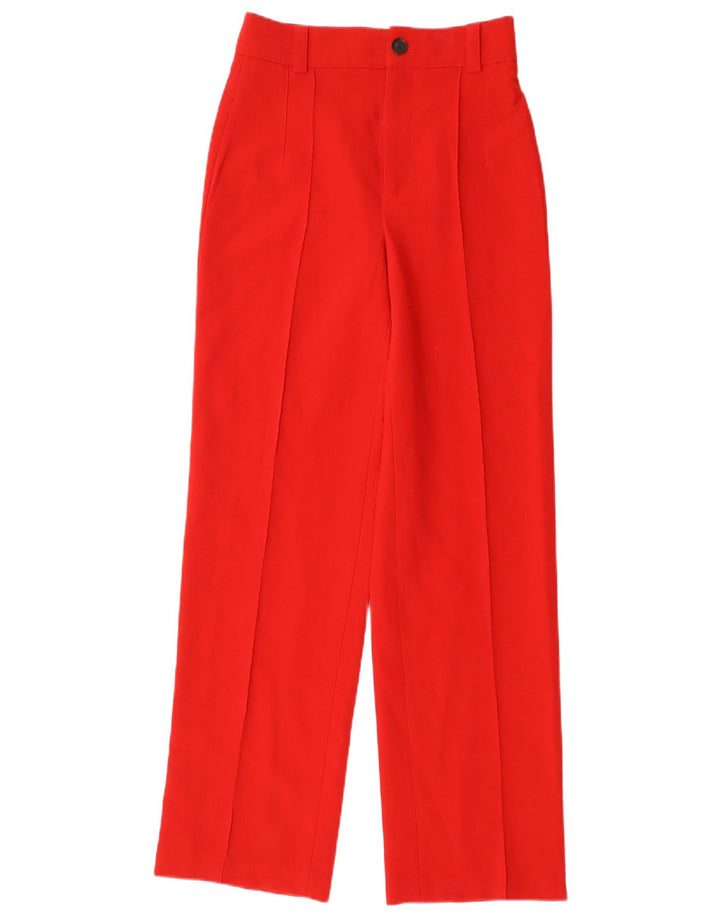 ZARA Womens Straight Casual Trousers XS W25 L32 Red Polyester