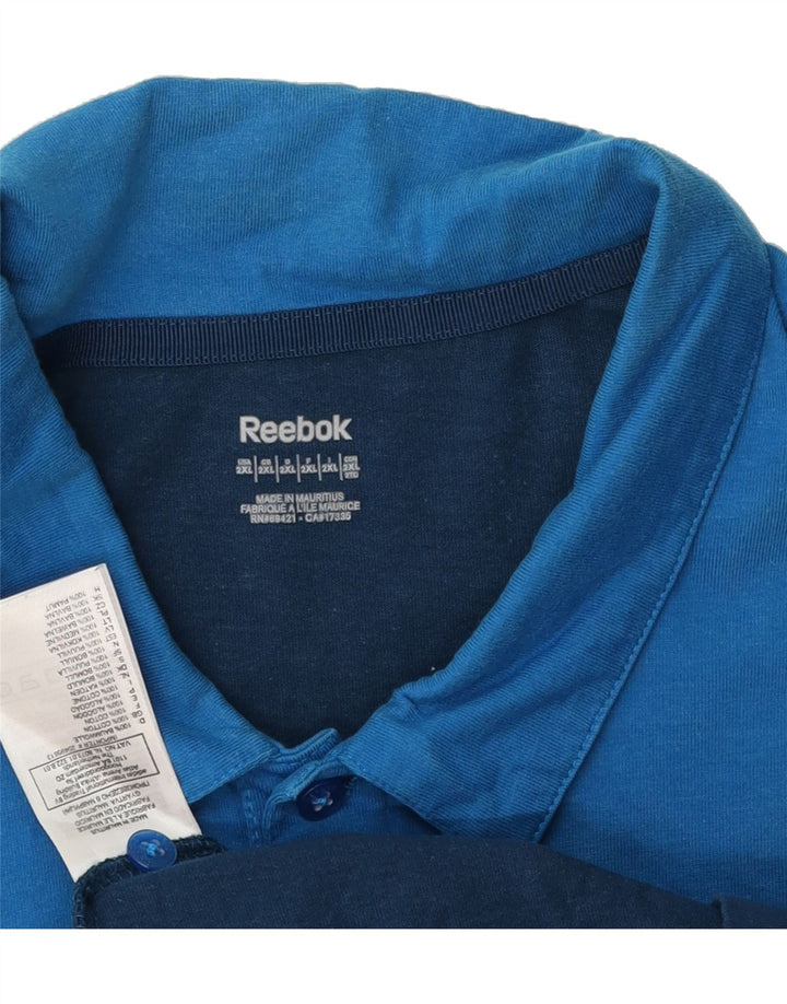 REEBOK Mens Polo Shirt 2XL Blue Colourblock Cotton Vintage Reebok and Second-Hand Reebok from Messina Hembry 