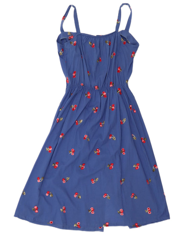 Vintage Womens Graphic Sleeveless A-Line Dress UK 14 Medium Blue