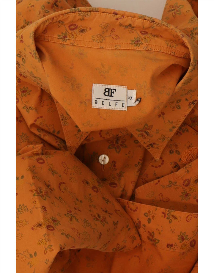 Belfe & Mens Shirt XL Yellow Floral