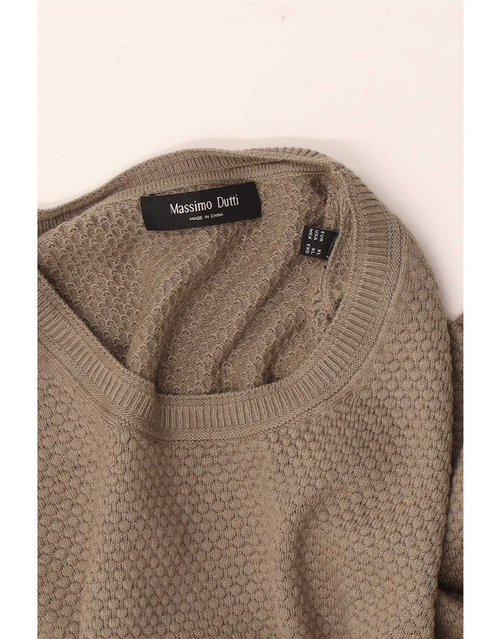 Massimo Dutti Mens Crew Neck Jumper Sweater XL Beige