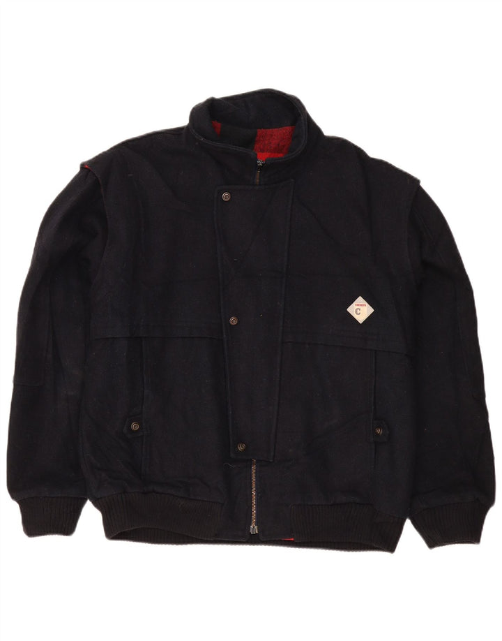 Carrera Mens Bomber Jacket UK 40 Large Navy Blue Wool