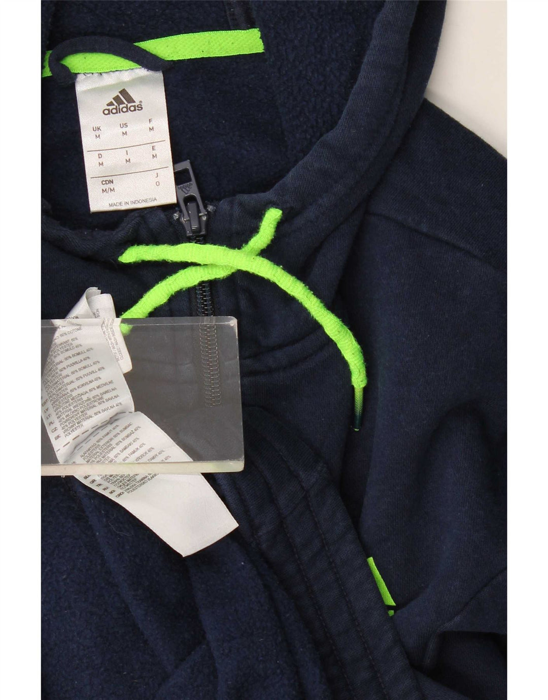 Adidas Mens Zip Hoodie Sweater Medium Navy Blue Cotton