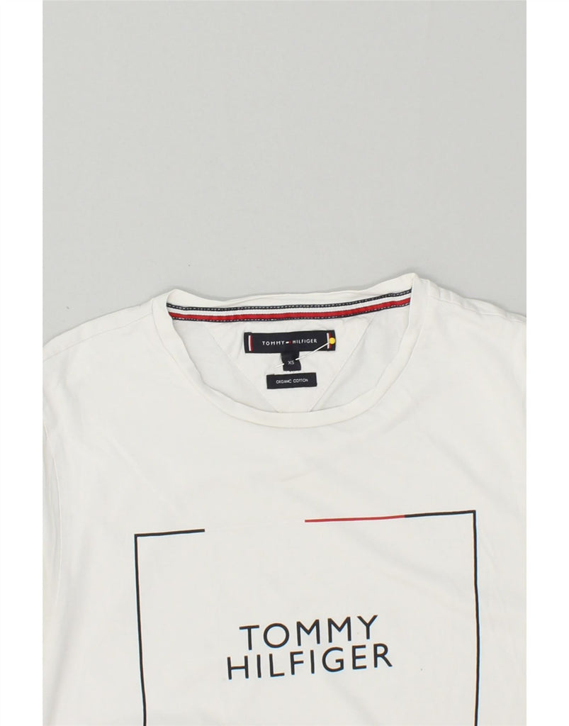 TOMMY HILFIGER Womens Graphic T-Shirt Top UK 6 XS White Cotton | Vintage Tommy Hilfiger | Thrift | Second-Hand Tommy Hilfiger | Used Clothing | Messina Hembry 