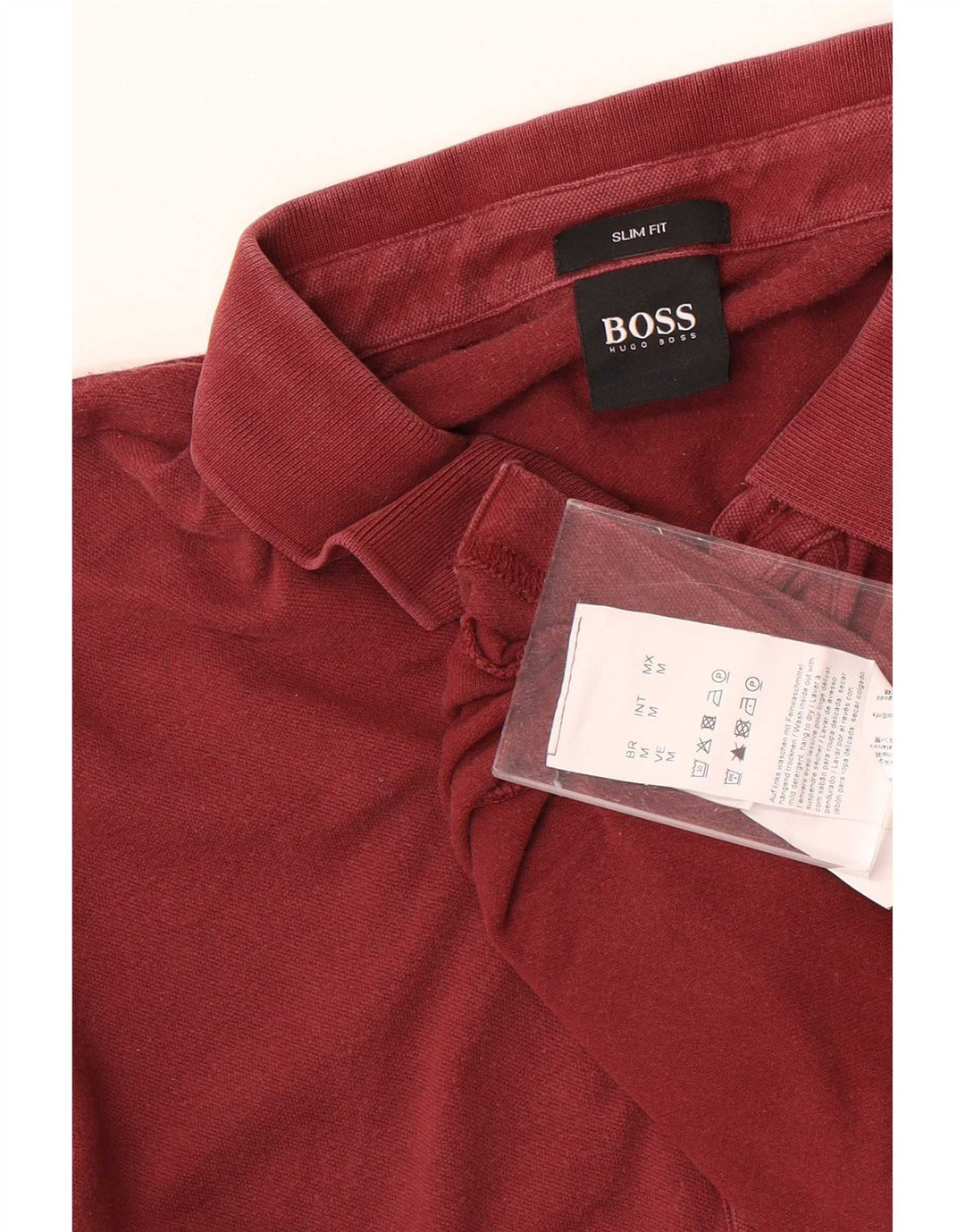 Hugo Boss Mens Slim Fit Polo Shirt Medium Maroon Cotton
